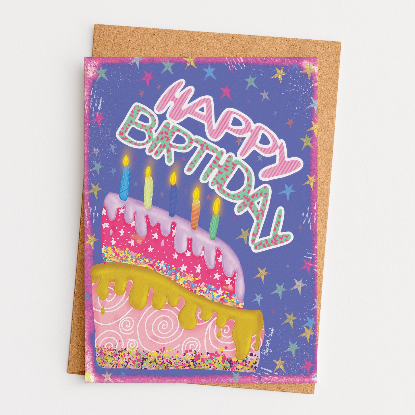 Falling Cake Happy Birthday Card