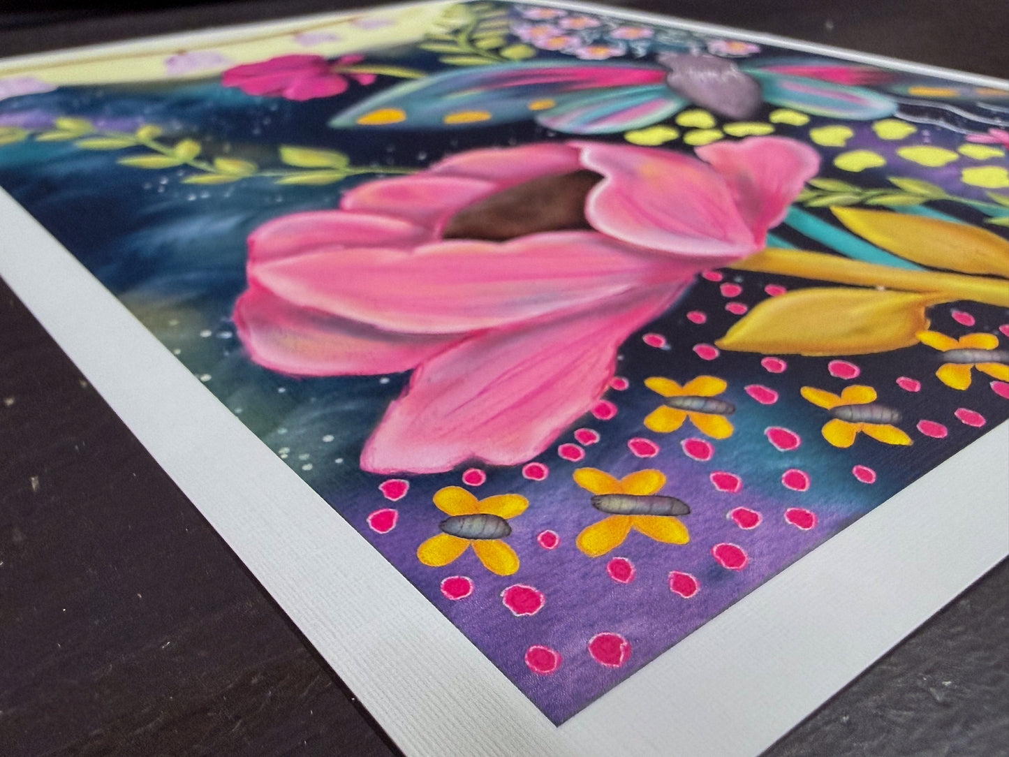 Moonbeams and Moths Whimsical Art Print