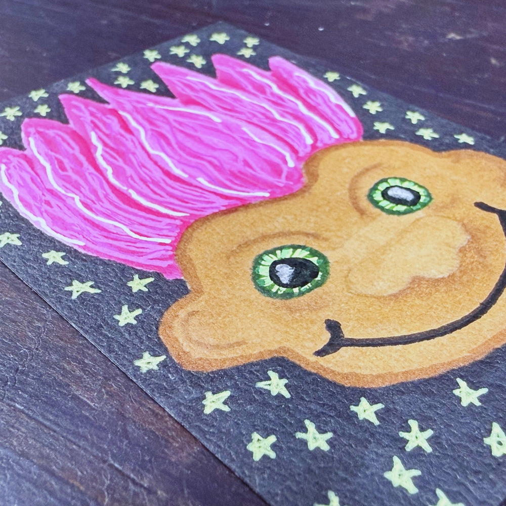 90s Nostalgia Vibe, Vintage, Retro. Hot Pink Hair Troll