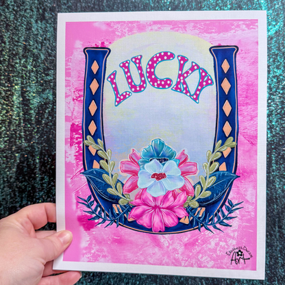 Lucky Horseshoe Floral Print - Vibrant Boho-Chic