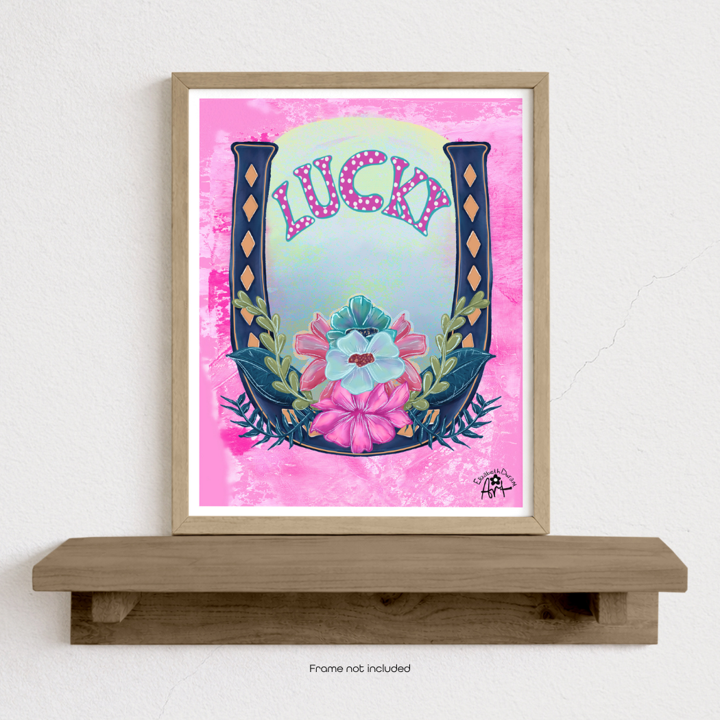 Lucky Horseshoe Floral Print - Vibrant Boho-Chic