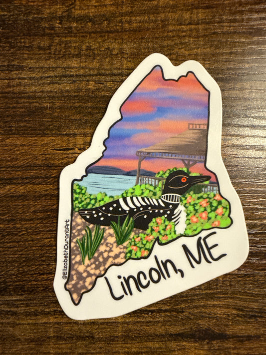 Lincoln Maine Loon Sticker