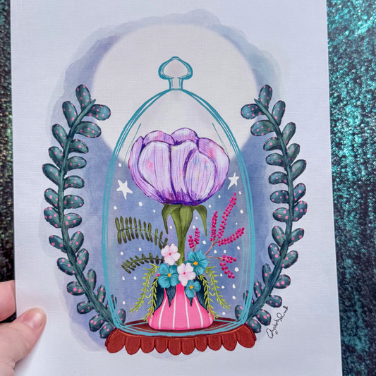 Enchanted Floral Dome - Whimsical Art Print for Dreamy Spaces