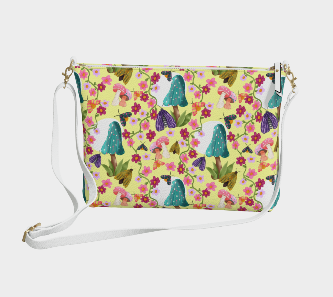 Mushrooms and Moons Vegan Leather Crossbody Purse
