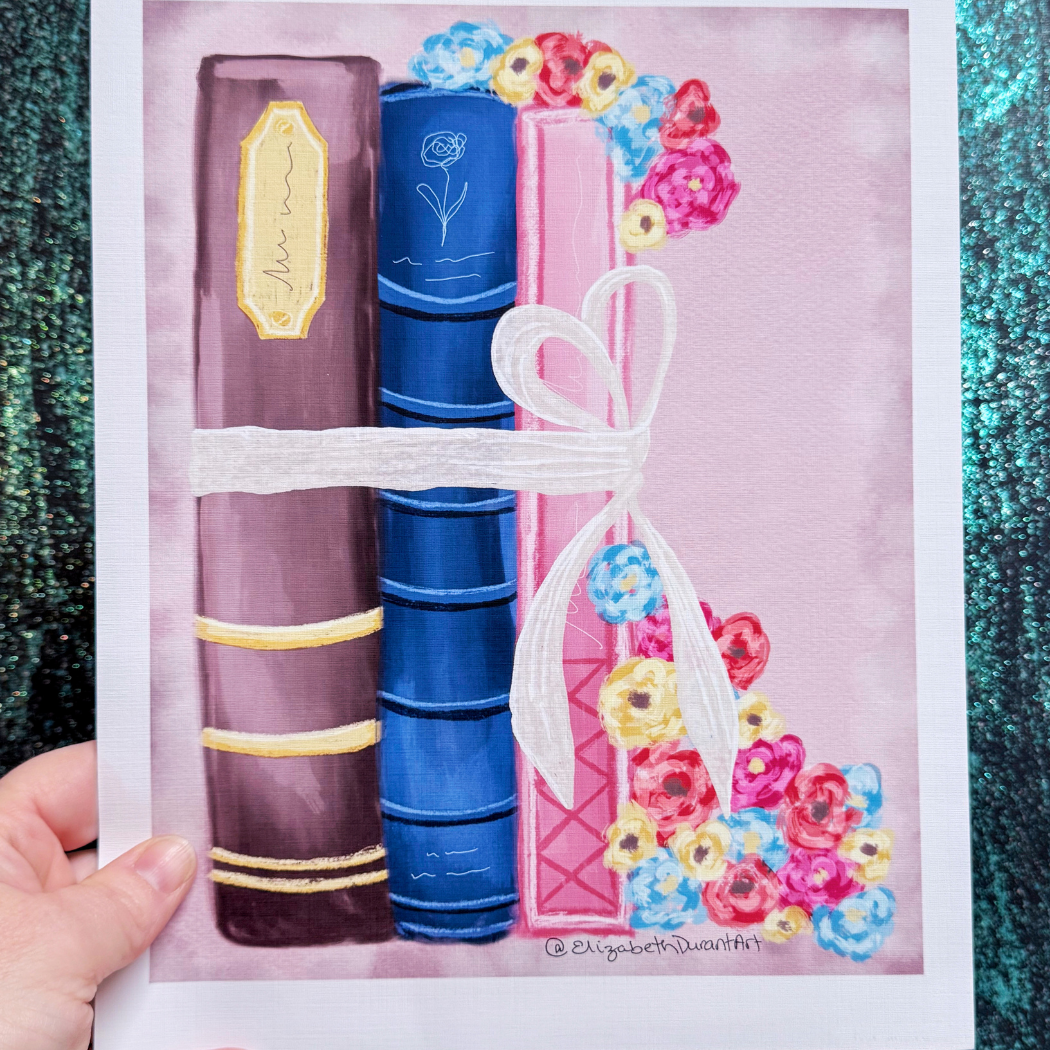Whimsical Bookish Floral Book Bundle Original Art Print