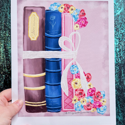 Whimsical Bookish Floral Book Bundle Original Art Print