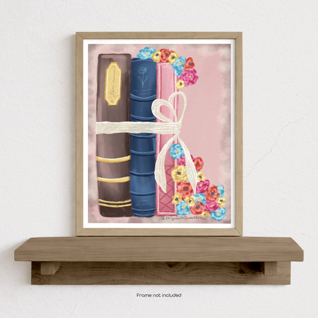 Whimsical Bookish Floral Book Bundle Original Art Print