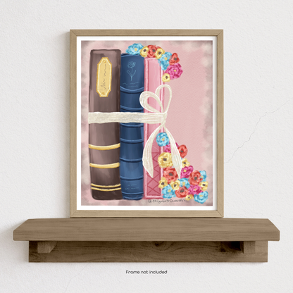 Whimsical Bookish Floral Book Bundle Original Art Print
