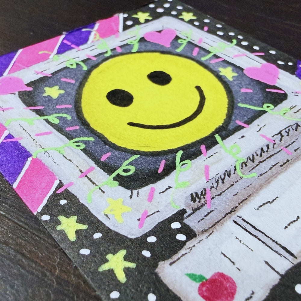 90s Nostalgia Vibe, Vintage, Retro. Smiley Face Happy Old Computer
