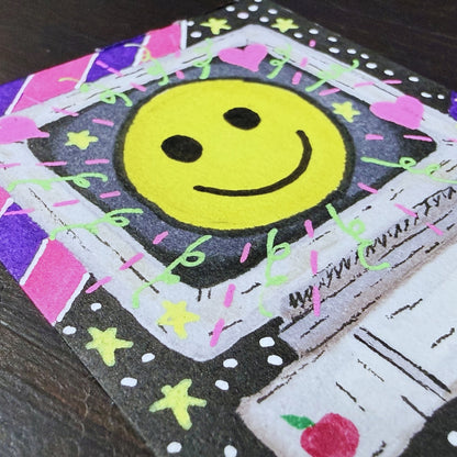 90s Nostalgia Vibe, Vintage, Retro. Smiley Face Happy Old Computer