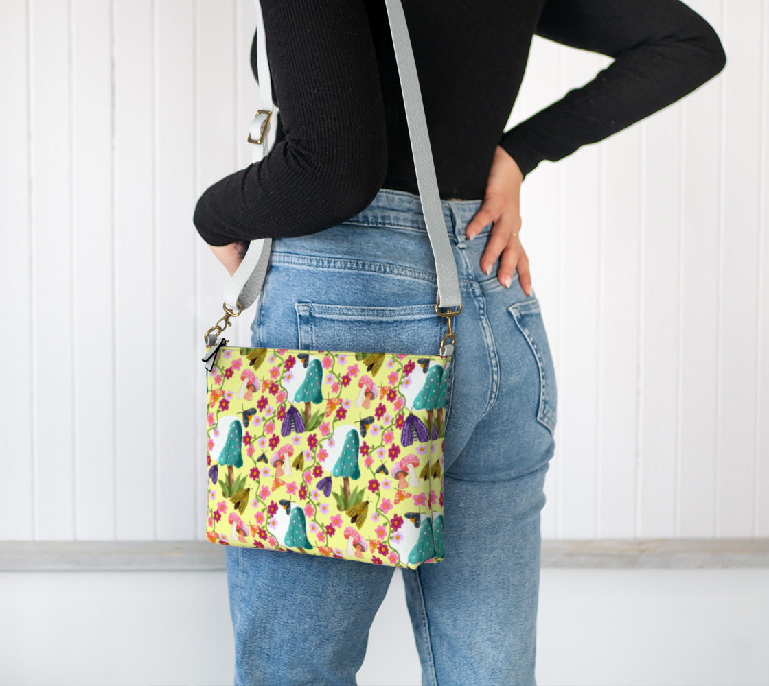 Mushrooms and Moons Vegan Leather Crossbody Purse