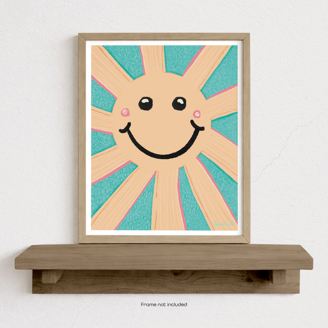 Happy Sun - Whimsical Original Art Print for a Touch of Joy
