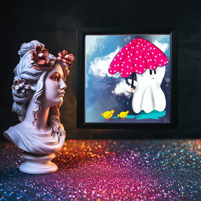 A Ghostly Rainy Day Original Illustration Art Print 10x10