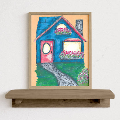 Whimsical Blue House Art Print