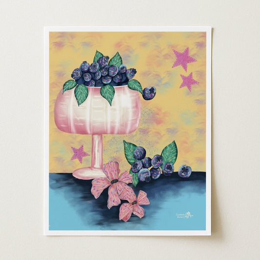 Blueberry Bowl Art Print