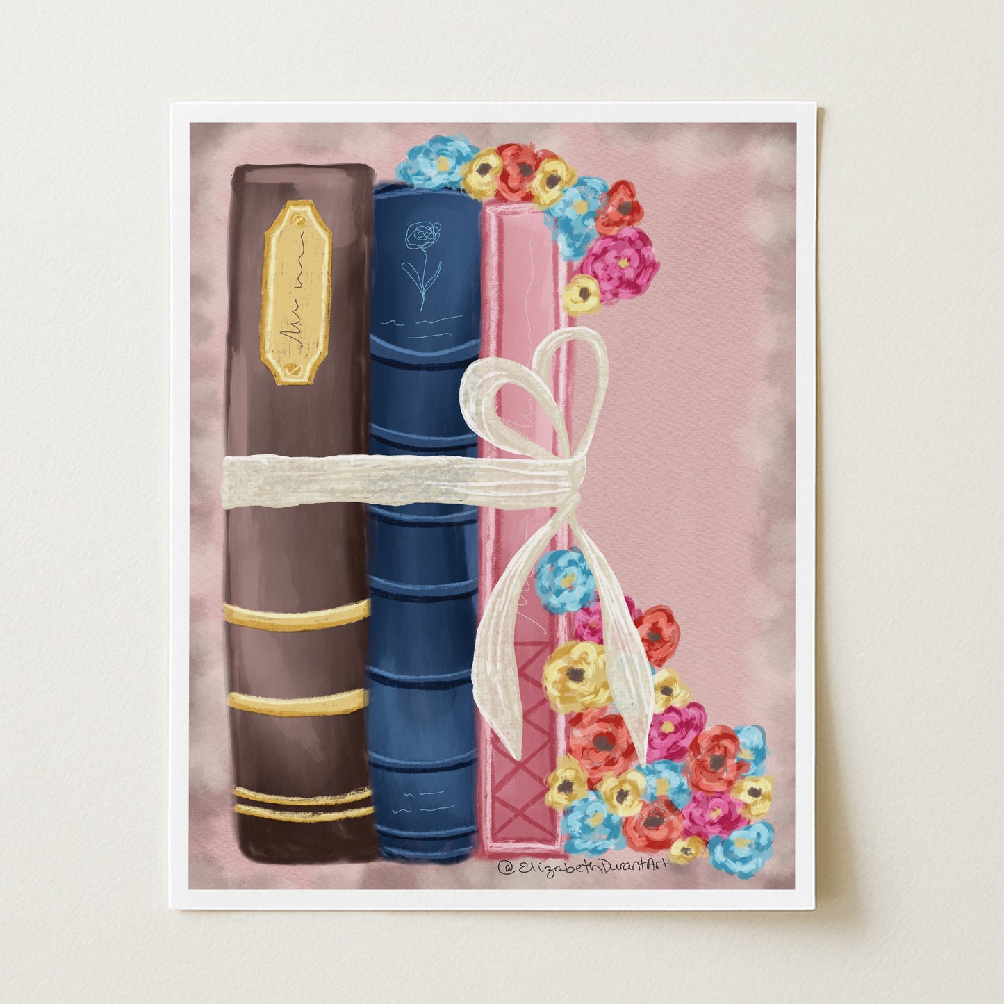 Whimsical Bookish Floral Book Bundle Original Art Print