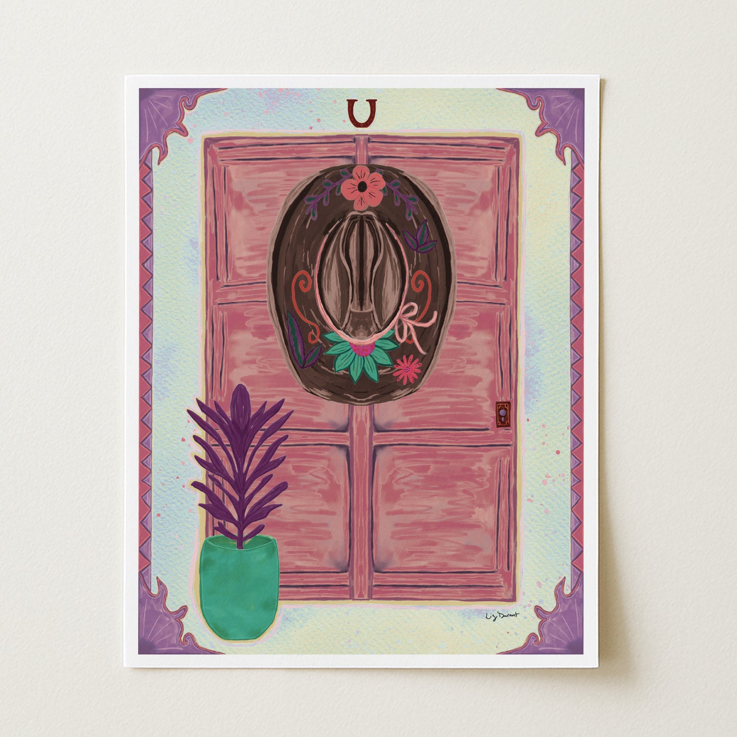 Cowgirl Hat Desert Vibes Southwest Inspired Digital Art Print