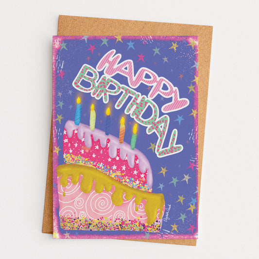 Falling Cake Happy Birthday Card
