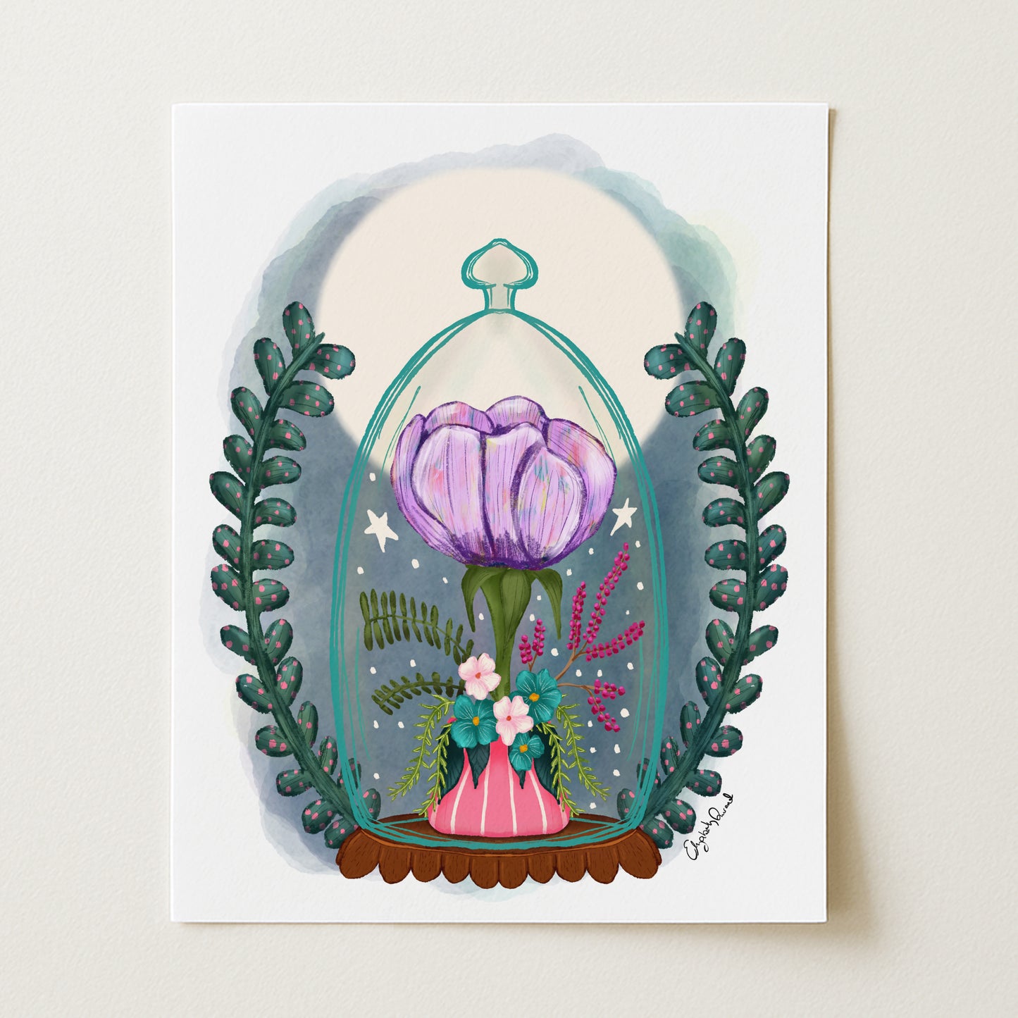 Enchanted Floral Dome - Whimsical Art Print for Dreamy Spaces