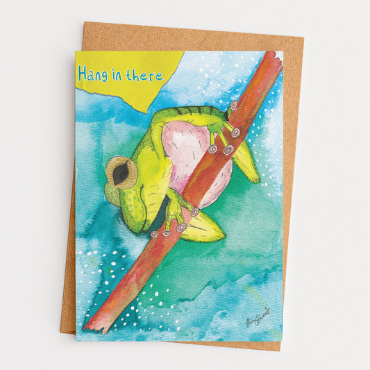 Hang in There Frog on a Branch Card
