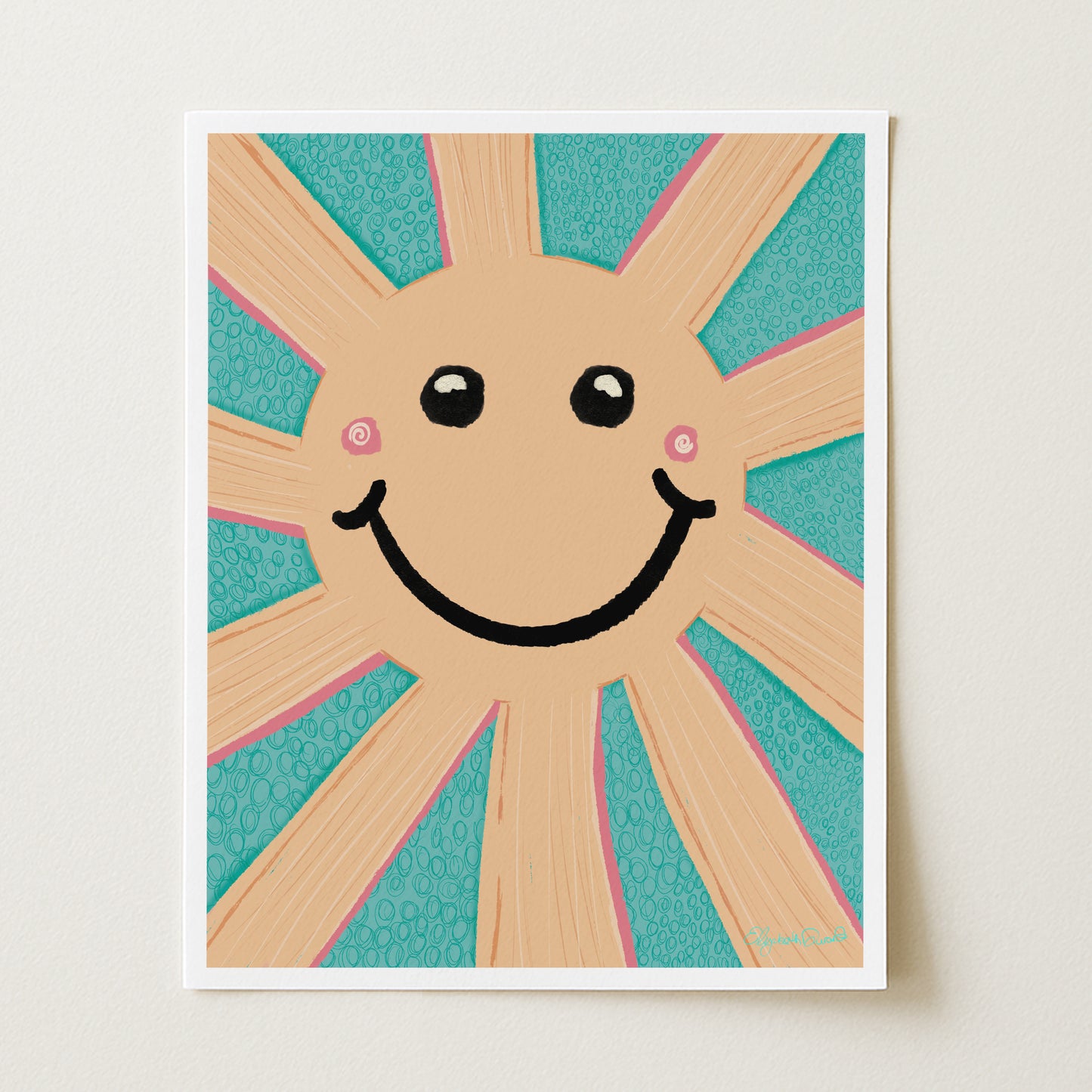 Happy Sun - Whimsical Original Art Print for a Touch of Joy