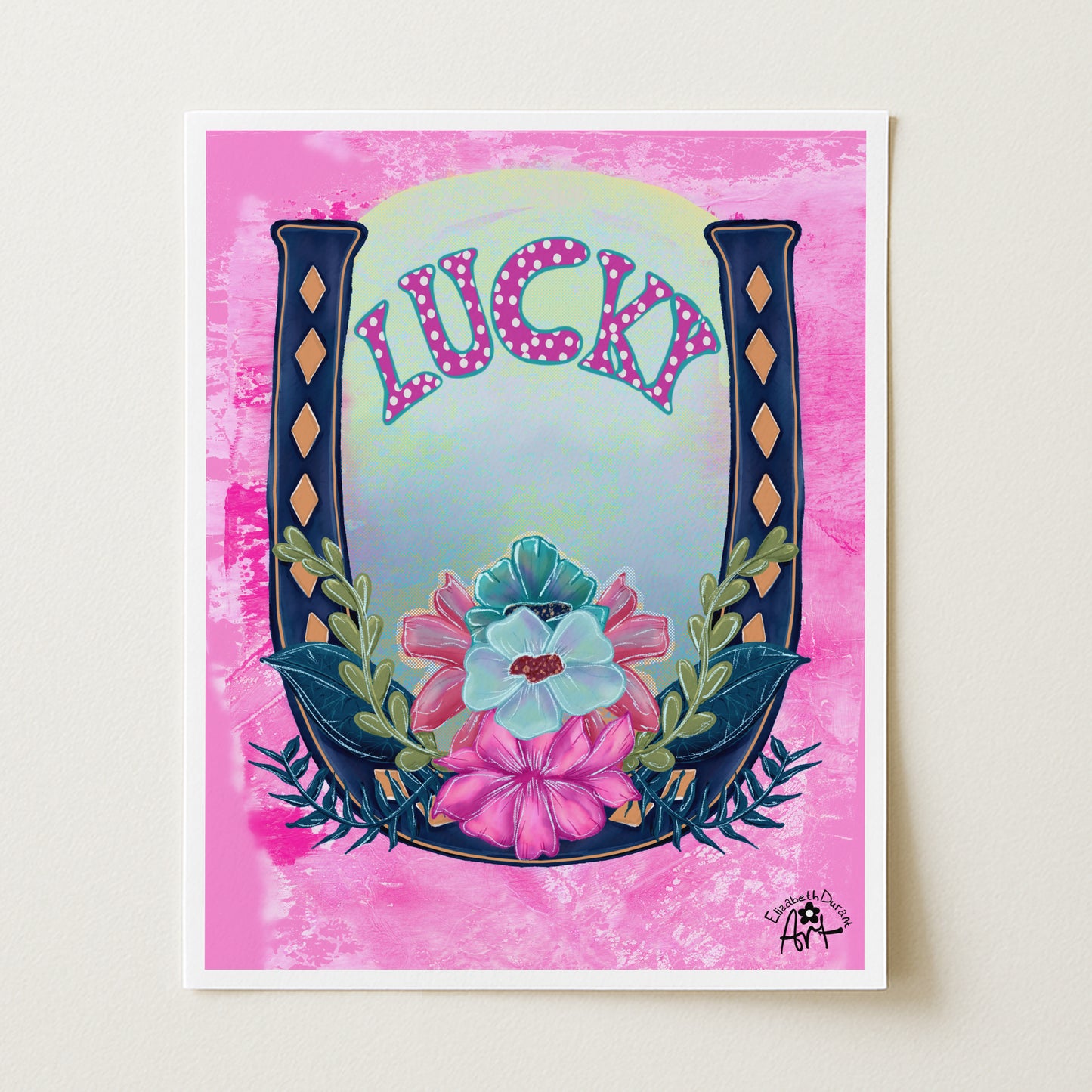 Lucky Horseshoe Floral Print - Vibrant Boho-Chic
