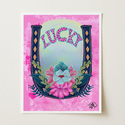Lucky Horseshoe Floral Print - Vibrant Boho-Chic