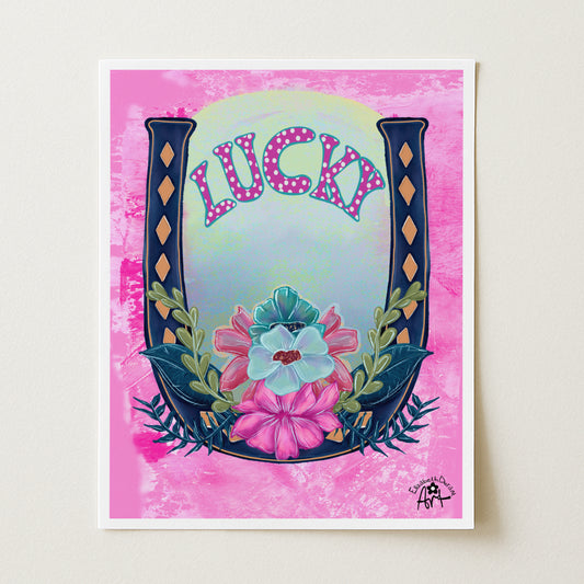 Lucky Horseshoe Floral Print - Vibrant Boho-Chic