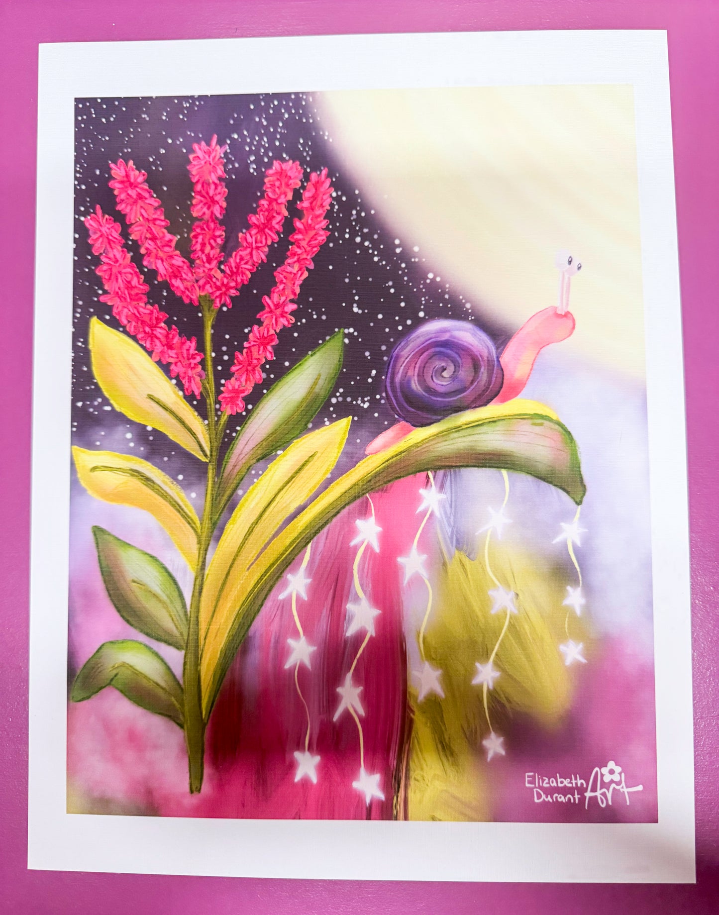 Dreamy Snail & Star Garland Art Print - Premium Matte Poster in Your Choice of Size