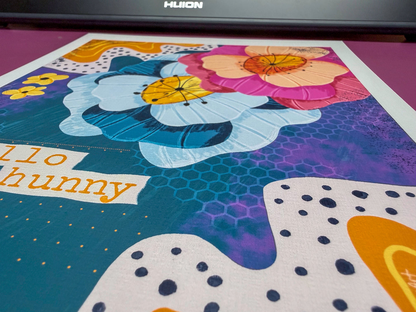 Abstract Floral "Hello Hunny" Art Print