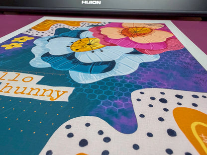 Abstract Floral "Hello Hunny" Art Print