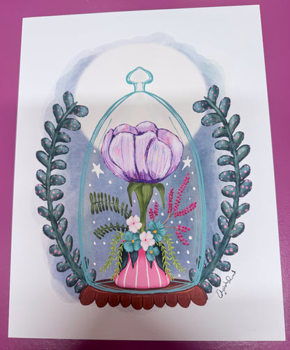 Enchanted Floral Dome - Whimsical Art Print for Dreamy Spaces