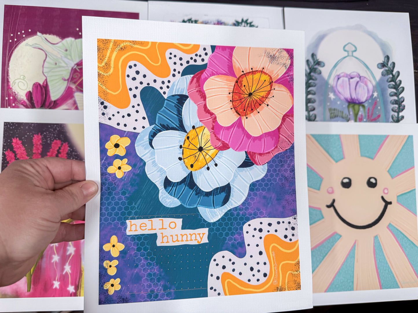 Abstract Floral "Hello Hunny" Art Print