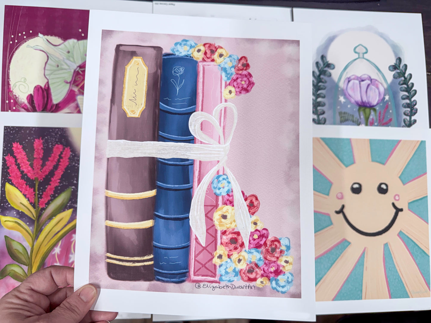 Whimsical Bookish Floral Book Bundle Original Art Print