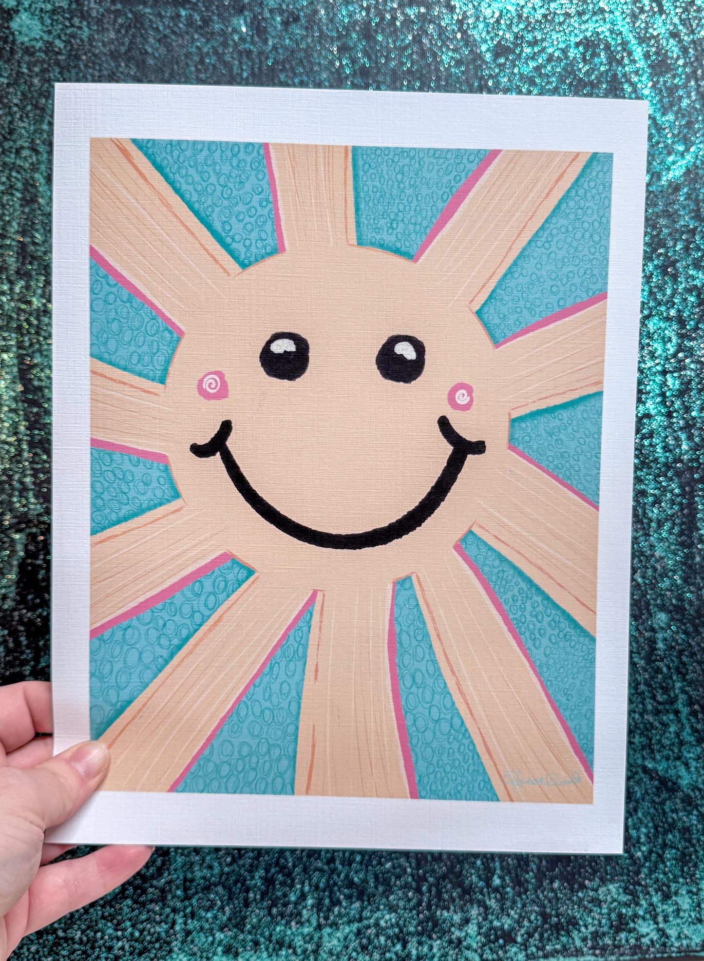 Happy Sun - Whimsical Original Art Print for a Touch of Joy