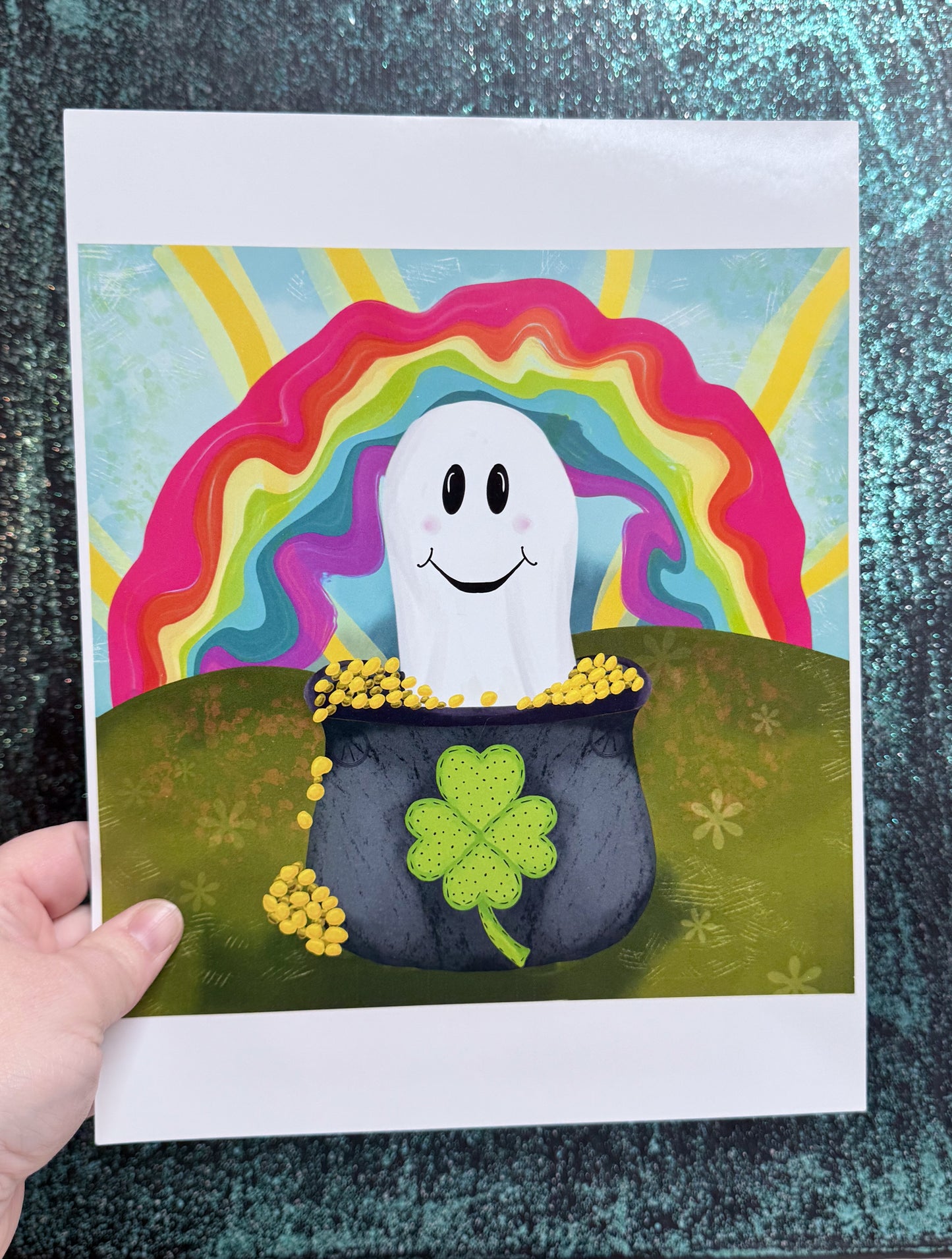 Luck 'o the Ghost  Original Illustration Art Print 10x10