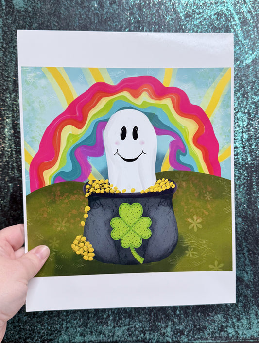 Luck 'o the Ghost  Original Illustration Art Print 10x10