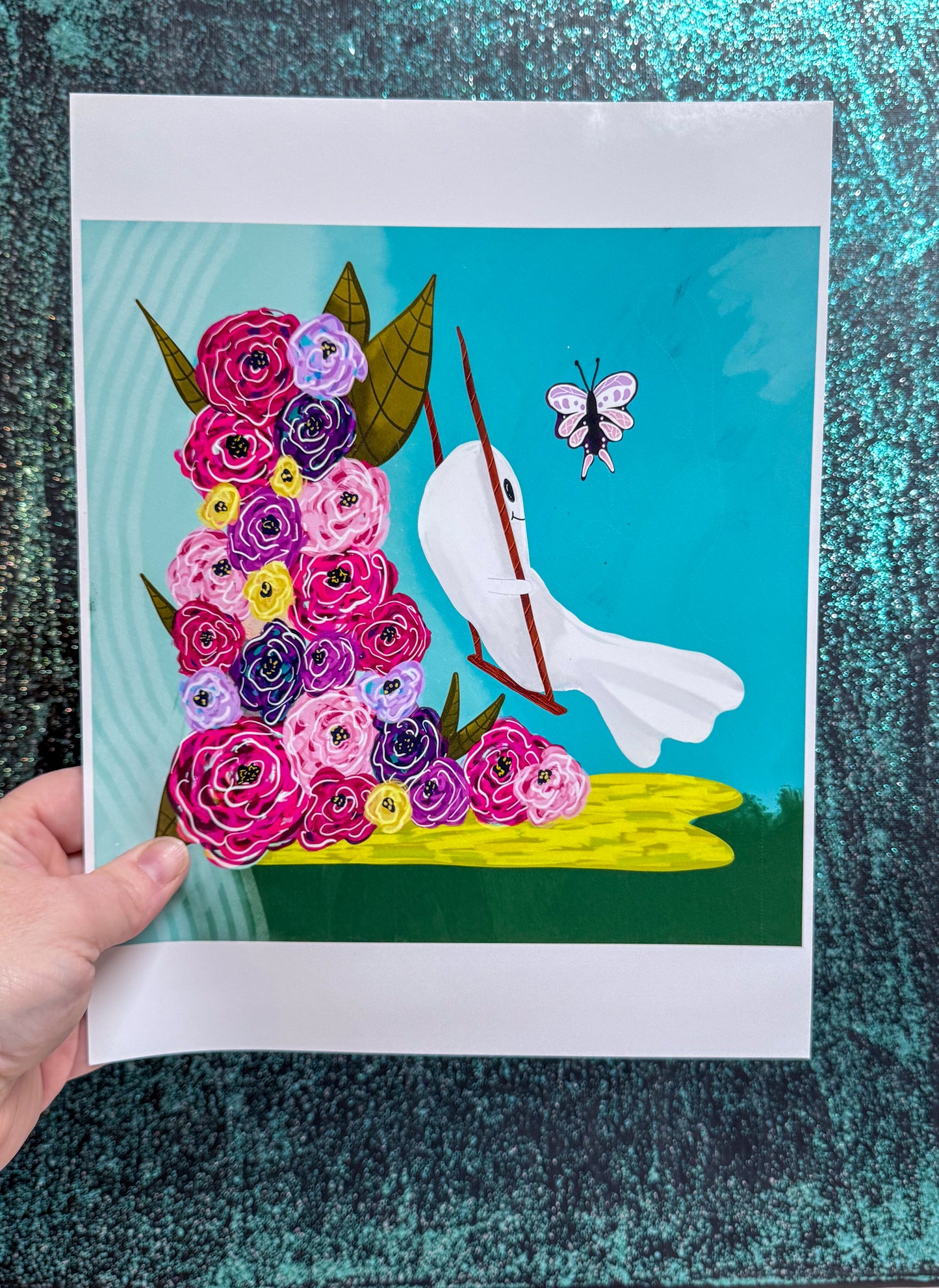 Just Swinging Along Original Illustration Art Print 10x10