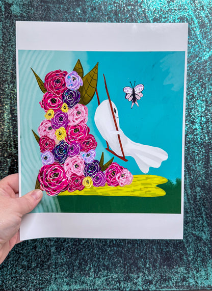 Just Swinging Along Original Illustration Art Print 10x10