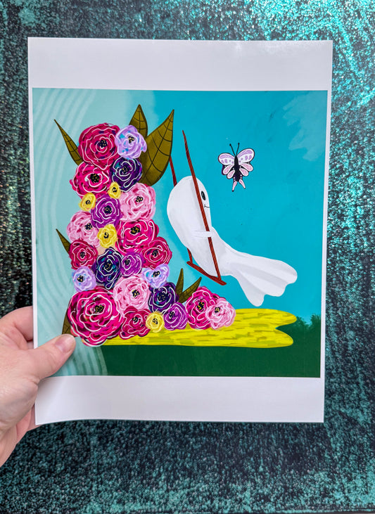 Just Swinging Along Original Illustration Art Print 10x10