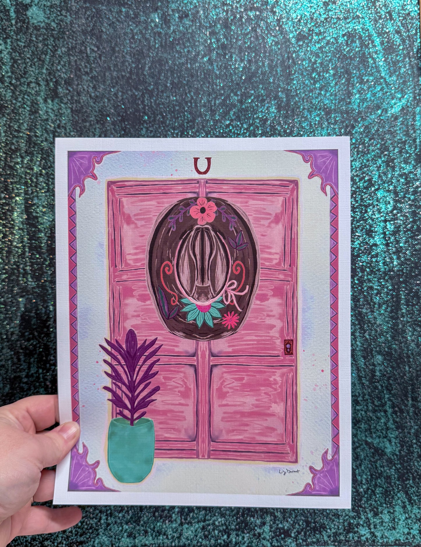 Cowgirl Hat Desert Vibes Southwest Inspired Digital Art Print