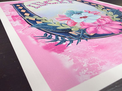 Lucky Horseshoe Floral Print - Vibrant Boho-Chic