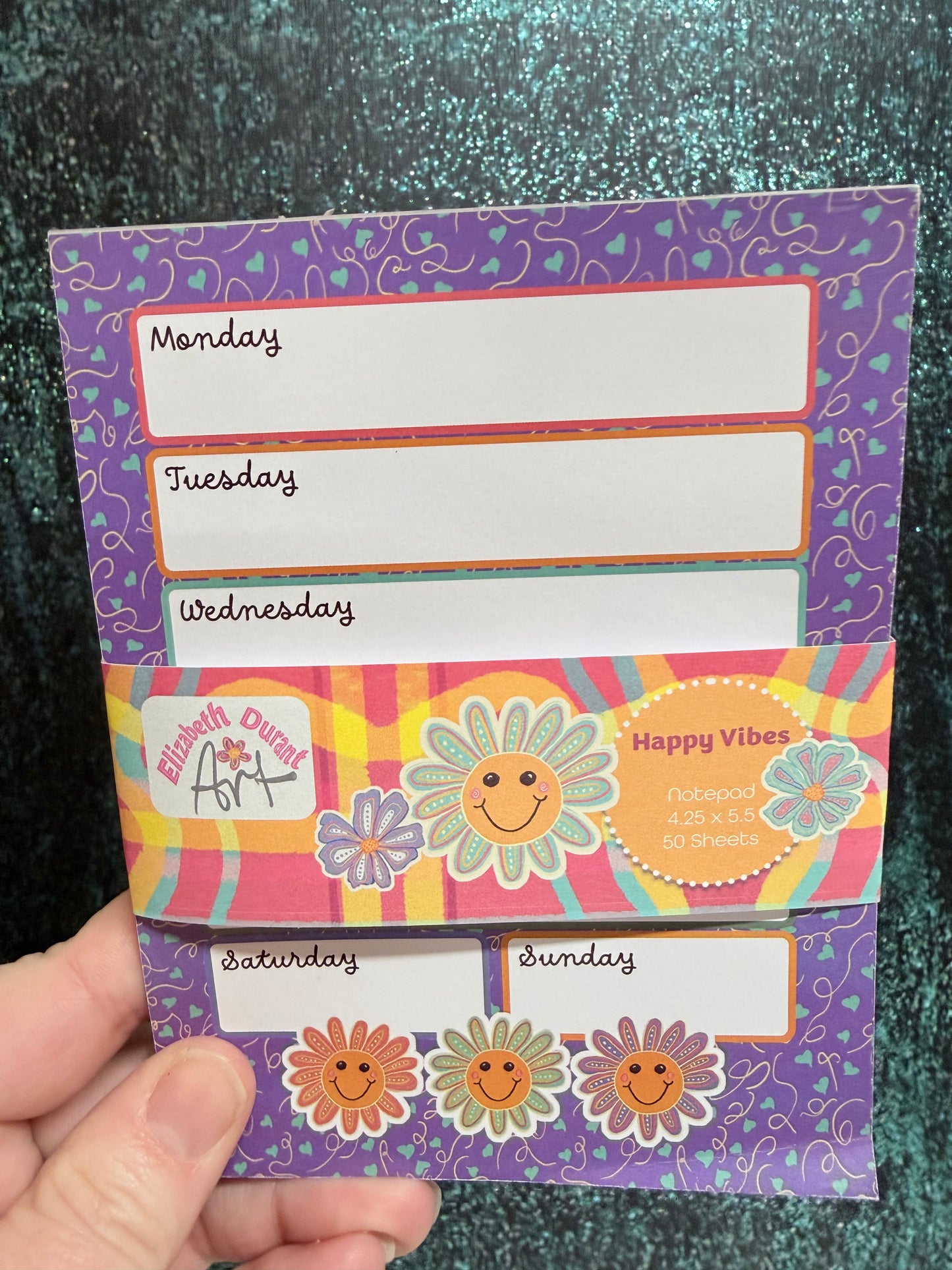 Colorful Planner Notepad | Happy Vibes To Do List | Bright Dopamine Stationery | 4.25 x 5.5