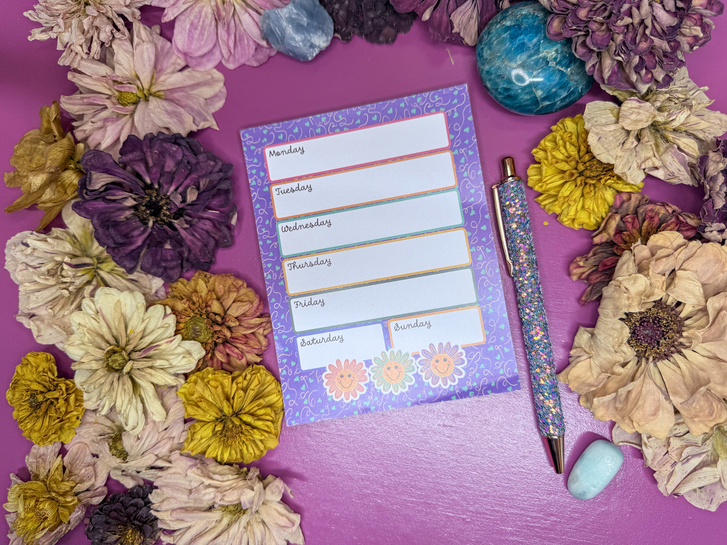 Colorful Planner Notepad | Happy Vibes To Do List | Bright Dopamine Stationery | 4.25 x 5.5