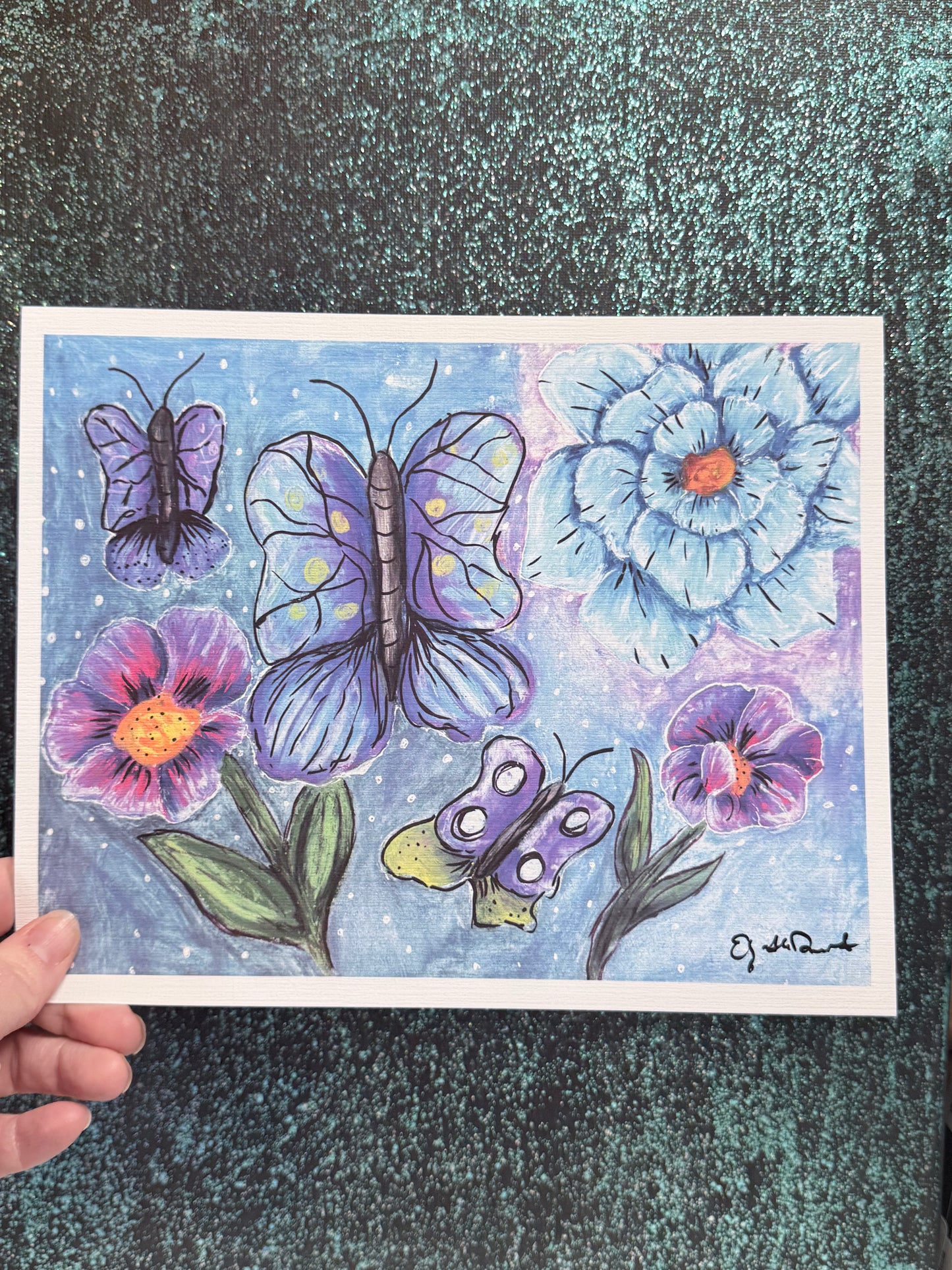 Flowers and Butterflies Art Print