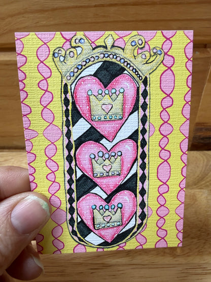 Whimsical Crowns & Hearts Print | Fairytale Decor Illustration