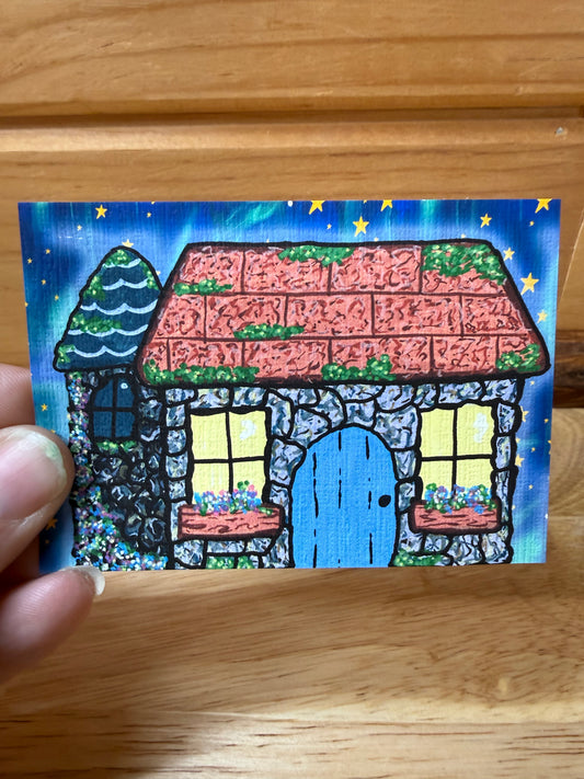 Colorful Cottage Print | Moonlit Cottagecore Mini Art
