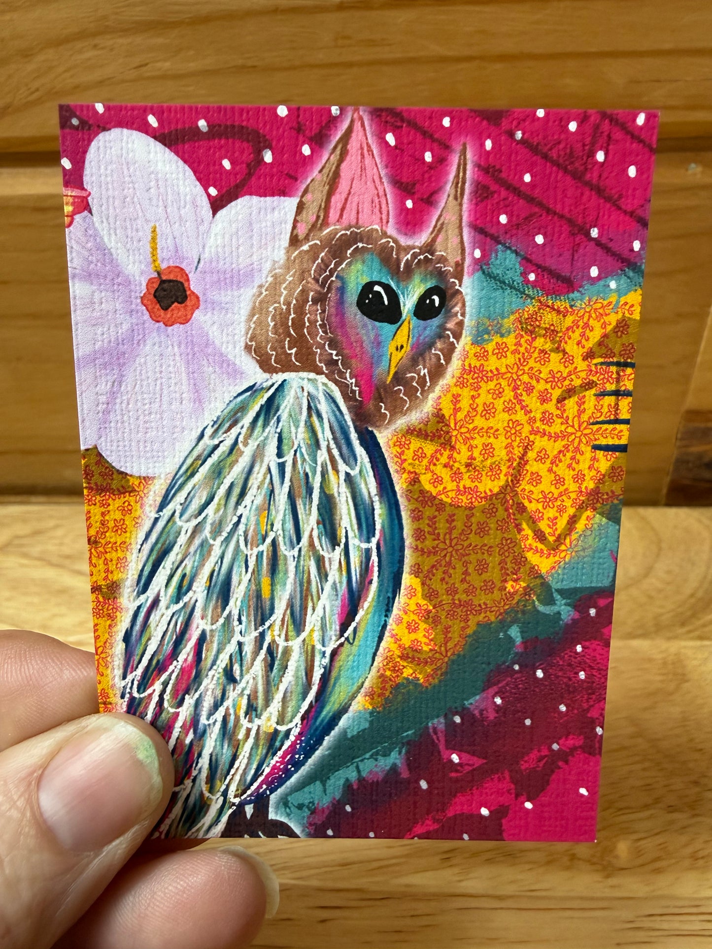 Wonky Owl Mini Print | Whimsical Woodland Animal Illustration