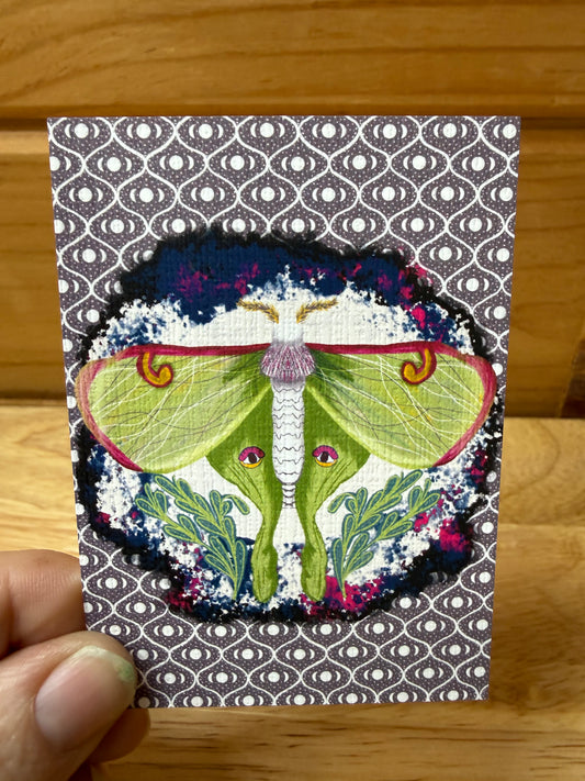 Luna Moth Mini Print | Witchy Cottagecore Nature Art