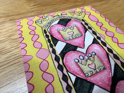Whimsical Crowns & Hearts Print | Fairytale Decor Illustration
